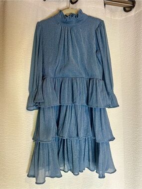 Janie and Jack Shimmery Blue Tiered Ruffle Dress